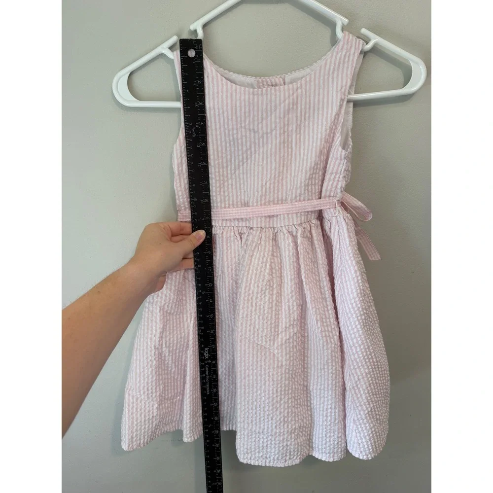 Rare Editions Girls Pink Seersucker Stripe Metallic Shimmer Party Dress 1535